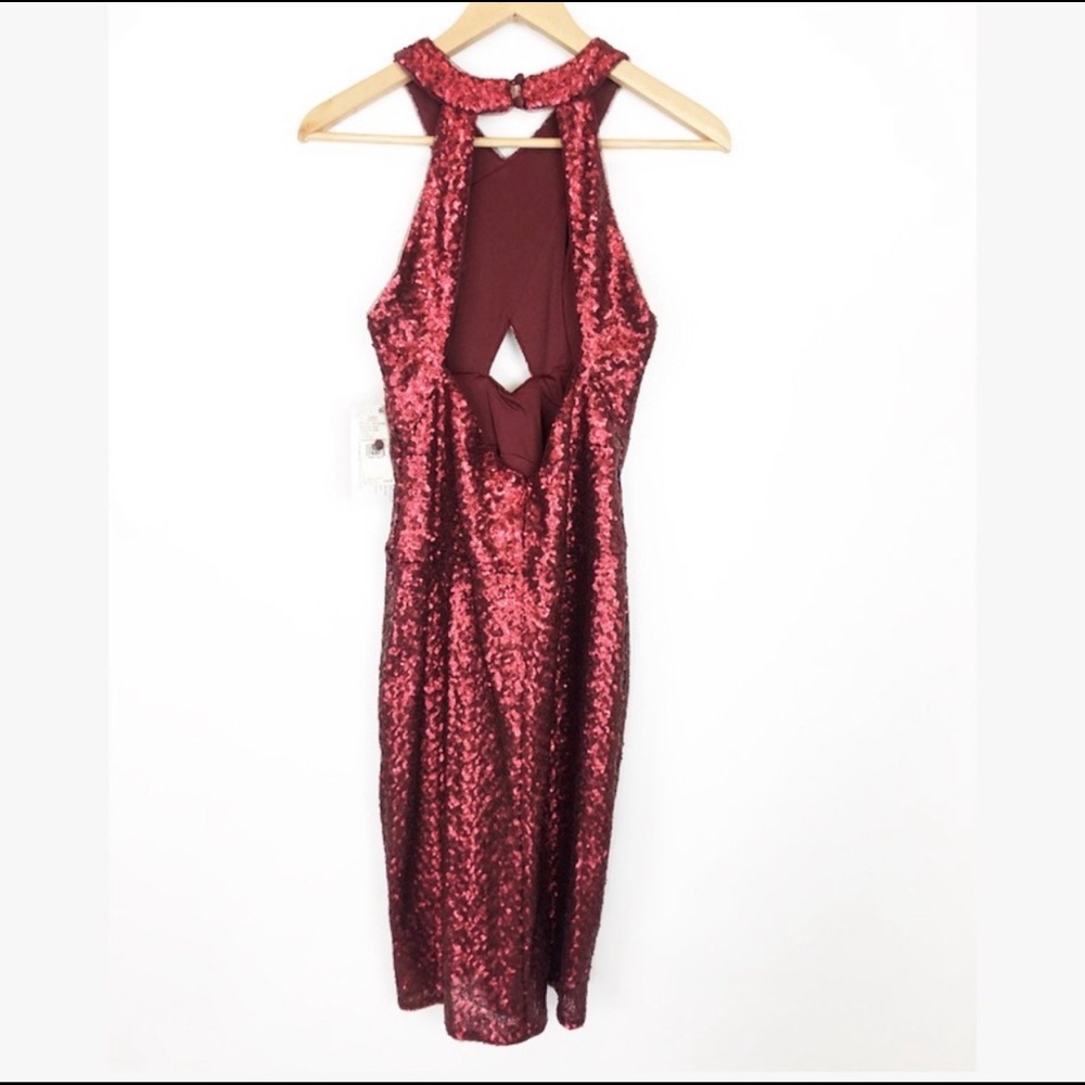 Aidan Mattox Wine Sequin Cocktail Dress NWT size 4 - Picture 3 of 7